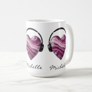 Personalized Heart and Headphones Coffee Mug