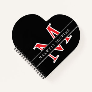Personalized Heart Notebook with Monogram & Name