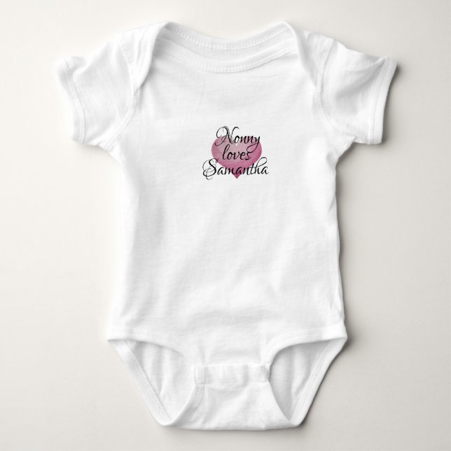 PERSONALIZED HEART one-piece Baby Bodysuit (Front)