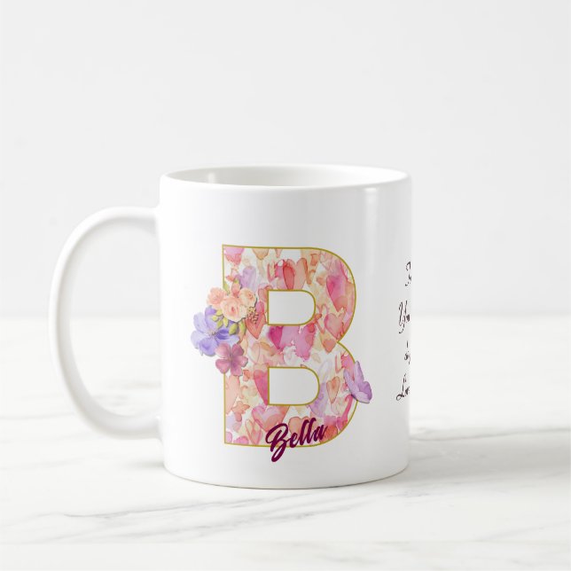 Personalized Heart Pattern B Initial Design Coffee Mug (Left)