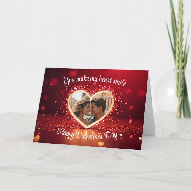 Personalized Heart Photo Frame Holiday Card (Front)