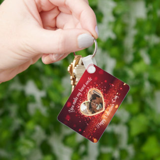 Personalized Heart Photo Frame Key Ring