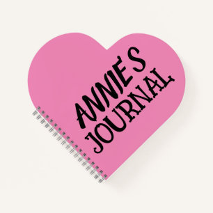  PERSONALIZED HEART SHAPED JOURNAL PINK NAME
