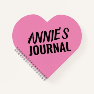 PERSONALIZED HEART SHAPED JOURNAL PINK NAME