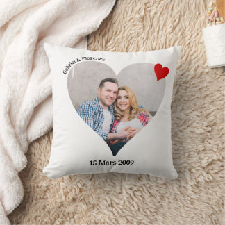 Personalized heart-shaped photo cushion