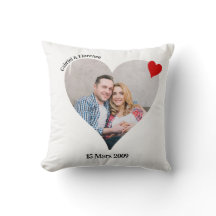 Personalized heart-shaped photo cushion