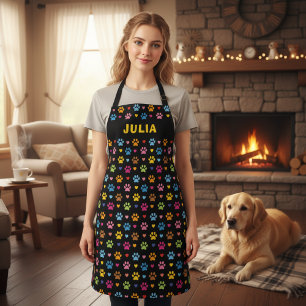 Personalized Hearts and Paws with Name Apron