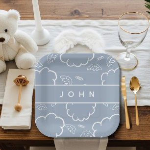 Personalized Heavenly Angel Halo Cloud  Blue   Paper Plate