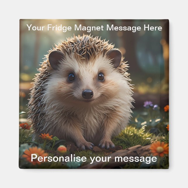 Personalized Hedgehog Cute Customisable Gift Magnet (Front)