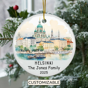 Personalized Helsinki Ornament, Finland Ceramic Tree Decoration