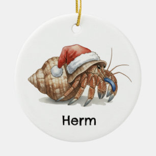 Personalized Hermit Crab at Christmas Ceramic Tree Decoration