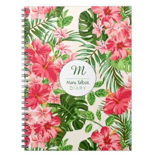 Personalized Hibiscus Flower Monogram S Notebook