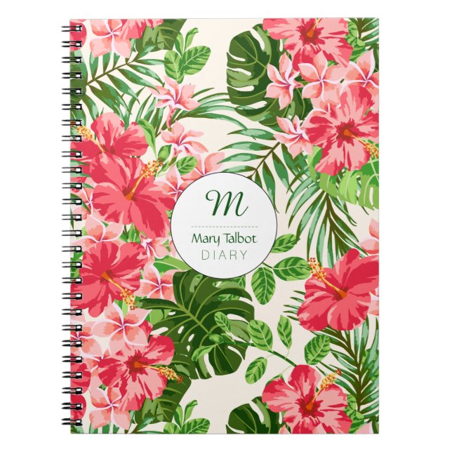 Personalized Hibiscus Flower Monogram S Notebook (Front)