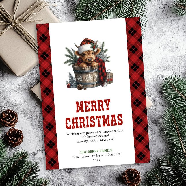 Personalized highland cow Christmas greeting Holiday Card (Personalized highland cow Christmas greeting Holiday Card)