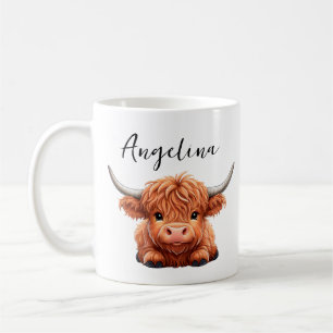 Personalized Highland Cow   Cute Farm Animal Coffee Mug