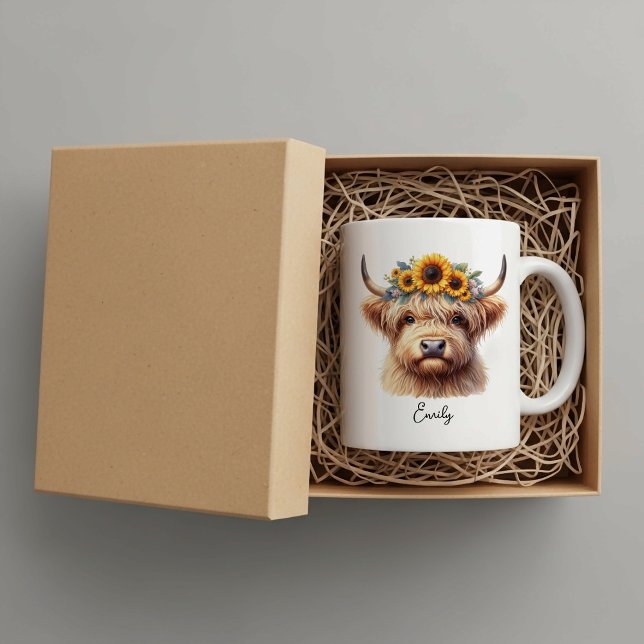 Personalized Highland Cow – Cute Rustic  Large Coffee Mug (Creator Uploaded)
