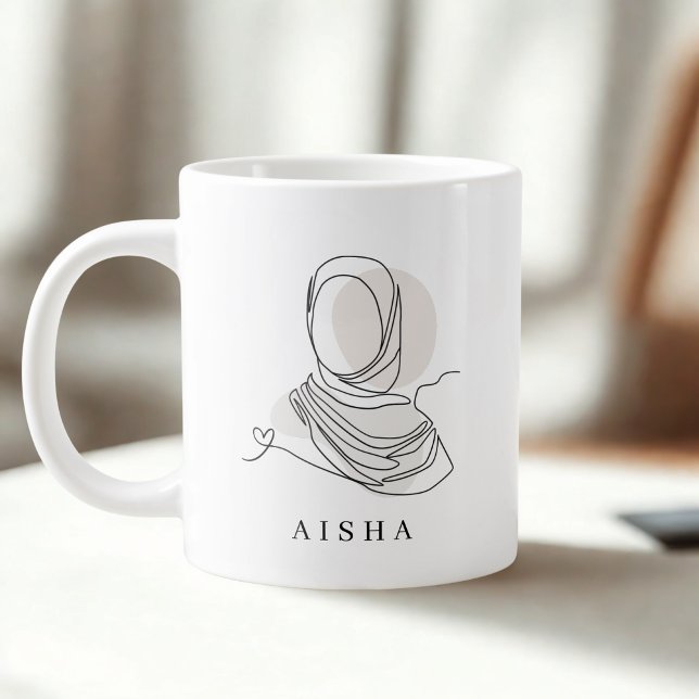 Personalized Hijab Line Art Mug Quran Verse 7:26 (Creator Uploaded)