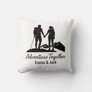 Personalized Hiking Couple Silhouette Minimalist Cushion