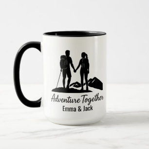 Personalized Hiking Couple Silhouette Minimalist Mug