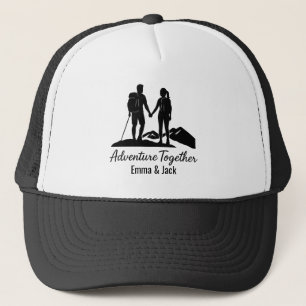 Personalized Hiking Couple Silhouette Minimalist Trucker Hat