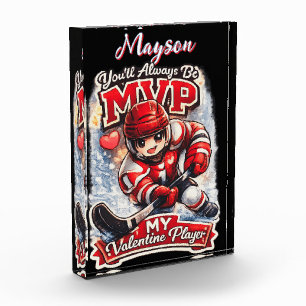 Personalized Hockey MVP My Valentine Player Photo Block