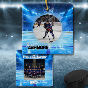 Personalized Hockey Photo  Ceramic Ornament