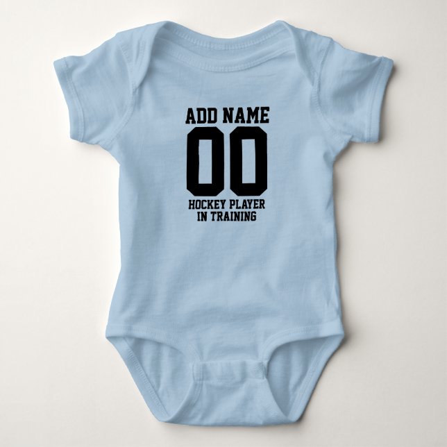 Personalized Hockey Player in Training Baby Bodysuit (Front)