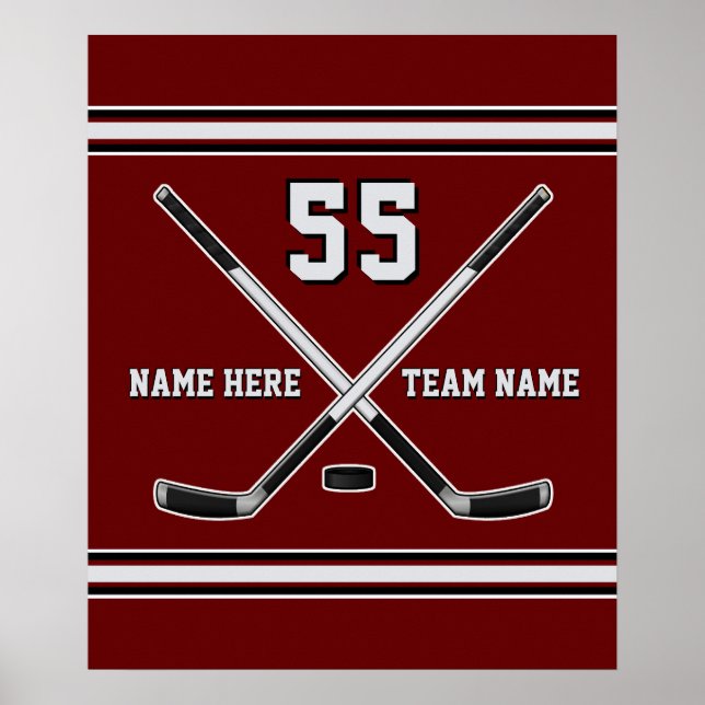 Personalized Hockey Player Posters, Any COLORS Poster (Front)