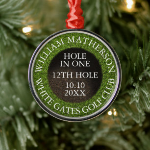 Personalized Hole in One Award Metal Tree Decoration