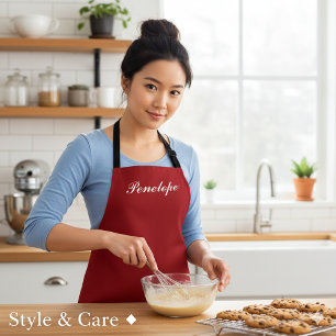 Personalized Holiday Cheer Deep Christmas Red Apron