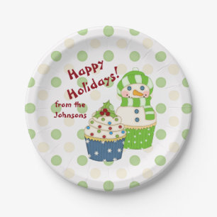 Personalized Holiday Deco Cupcake Paper Plate