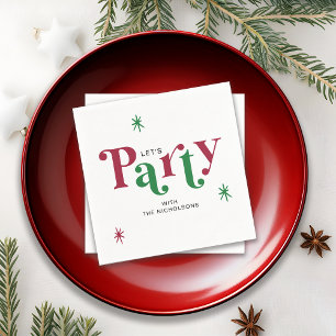 Personalized Holiday Let's Party Festive Napkin