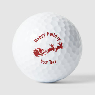 Personalized Holidays Santa Sleigh Ride Scene Golf Balls