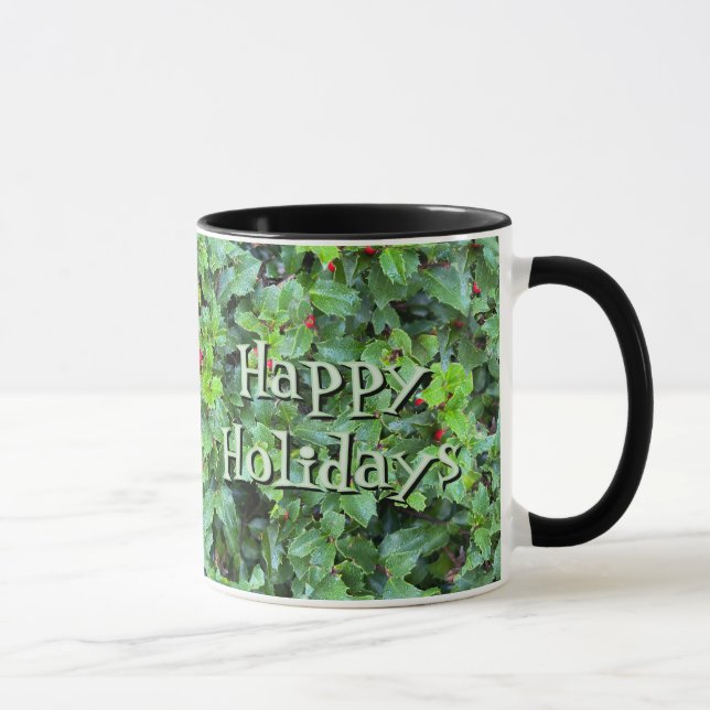 Personalized Holly Berry Christmas Holiday Gift Mu Mug (Right)