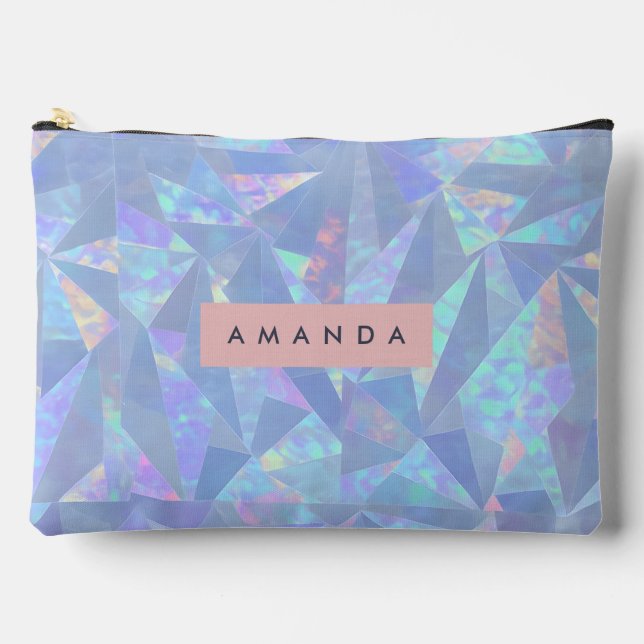 Personalized Holographic Iridescent Glass Accessory Pouch (Front)