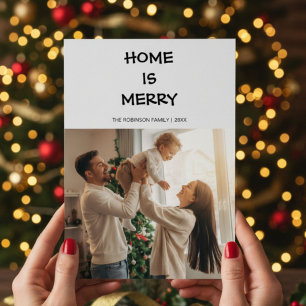 Personalized Home Is Merry Family Card