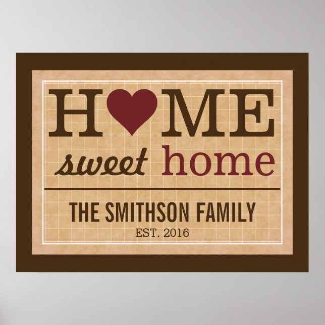 Personalized Home Sweet Home Family Welcome Poster (Front)
