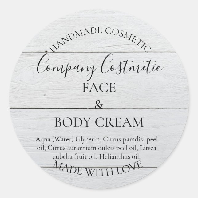 Personalized Homemade Cosmetic Label (Front)