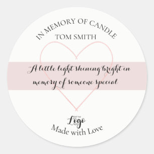 Personalized Homemade In Memory CANDLE  Classic Round Sticker