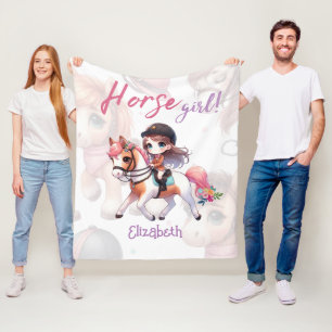 Personalized Horse Girl Dressage Rider Fleece Blanket