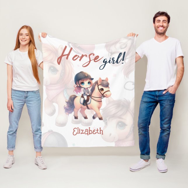 Personalized Horse Girl Dressage Rider Fleece Blanket (In Situ)