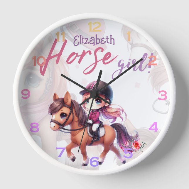 Personalized Horse Girl Dressage Rider Named Clock (Front)