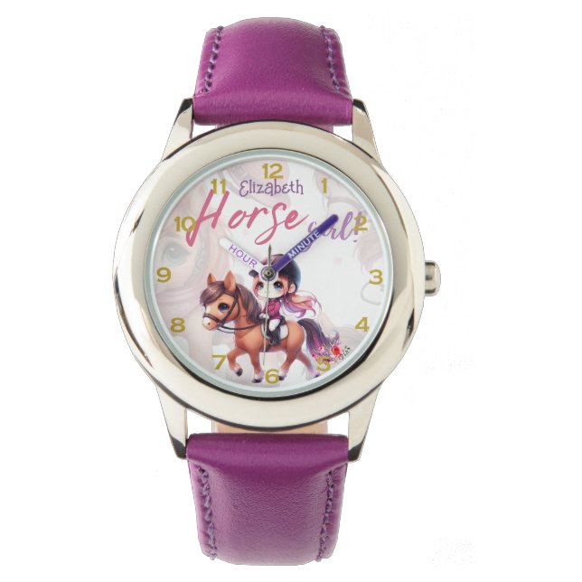 Personalized Horse Girl Dressage Rider Named Watch (Front)
