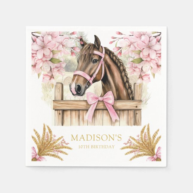 Personalized Horse Napkin – Blush Pink Country (Front)