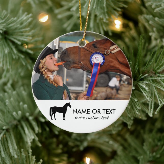 Personalized Horse Riding Photo Equestrian Ceramic Tree Decoration (Tree)