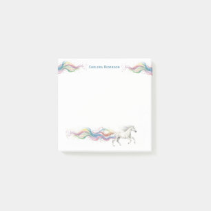 Personalized Horse Stationery White Horse Rainbow Post-it Notes