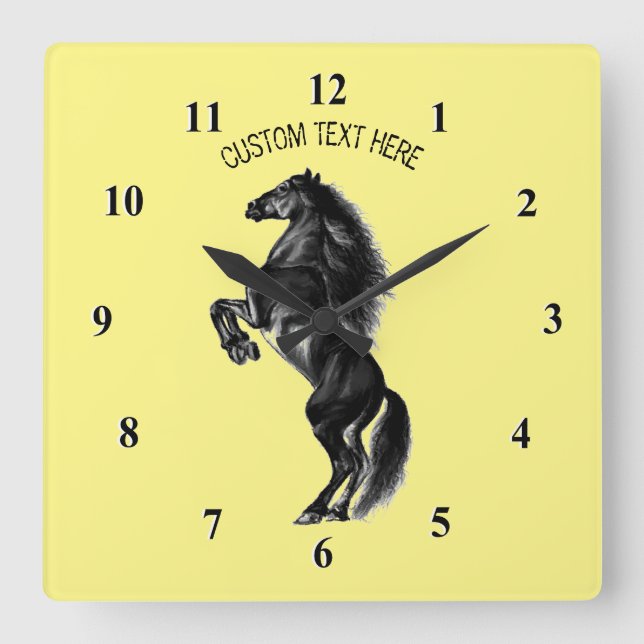 Personalized Horse Wall Clock with Custom Text (Front)