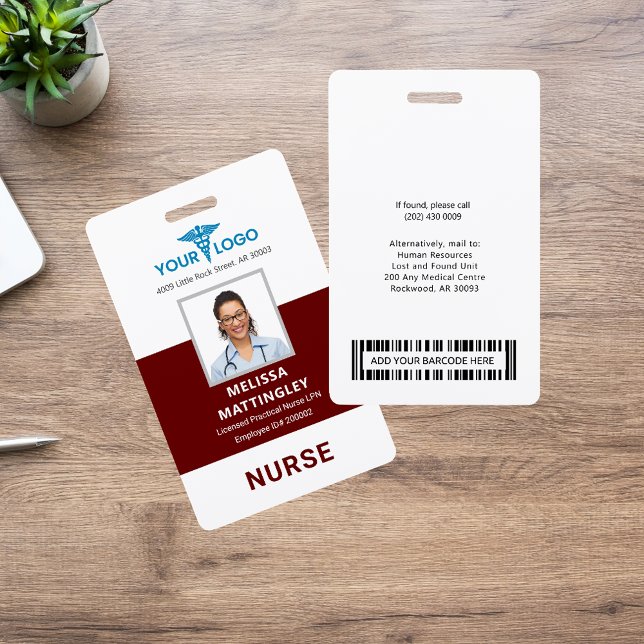 Personalized Hospital Employee Logo and Photo ID ID Badge (Personalized Hospital Employee Logo and Photo ID Badge)
