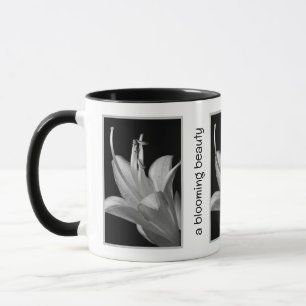 Personalized Hosta Flower in Black and White Mug