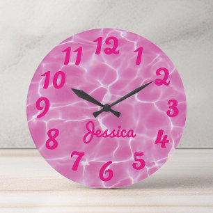 Personalized Hot Pink Numbered Photo Large Clock